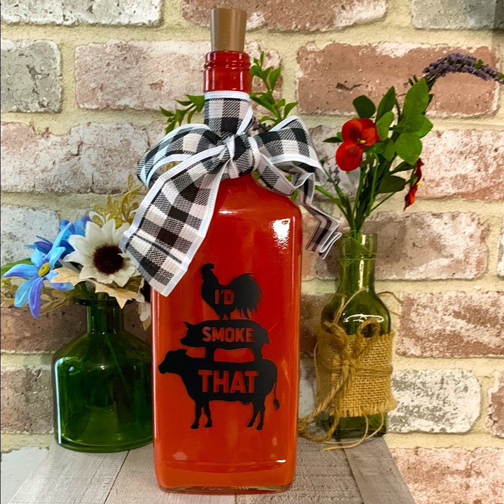 Hand Crafted BBQ Themed ‘I’d Smoke That’ Spirit Bottle Lantern